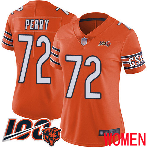 Chicago Bears Limited Orange Women William Perry Alternate Jersey NFL Football #72 100th Season